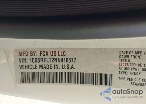 2022 Ram 1500 Rebel 4X4 5'7 Box из США, поврежденный, VIN 1C6SRFLT2NN410677